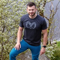 HRUTUR "RAM" das Merino Kurzarmhemd grau melange