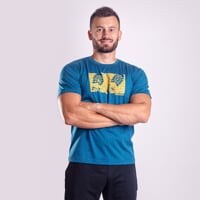 HRUTUR "RAM" das Merino Kurzarmhemd petroleum melange