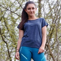 PAPAROA Merino-Kurzarmshirt für Damen dk.blau melange