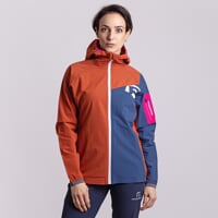 WOOLCRAFT LADY dámská bunda s merinem terakota/tm.modrá