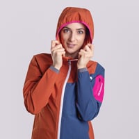 WOOLCRAFT LADY dámská bunda s merinem terakota/tm.modrá