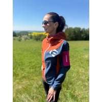WOOLCRAFT LADY dámská bunda s merinem terakota/tm.modrá